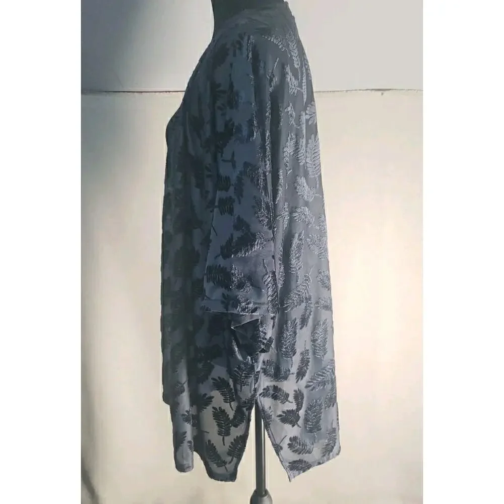 Lg Burnout Velvet Kimono Duster Swim Coverup Blue Women's Oversized Boho